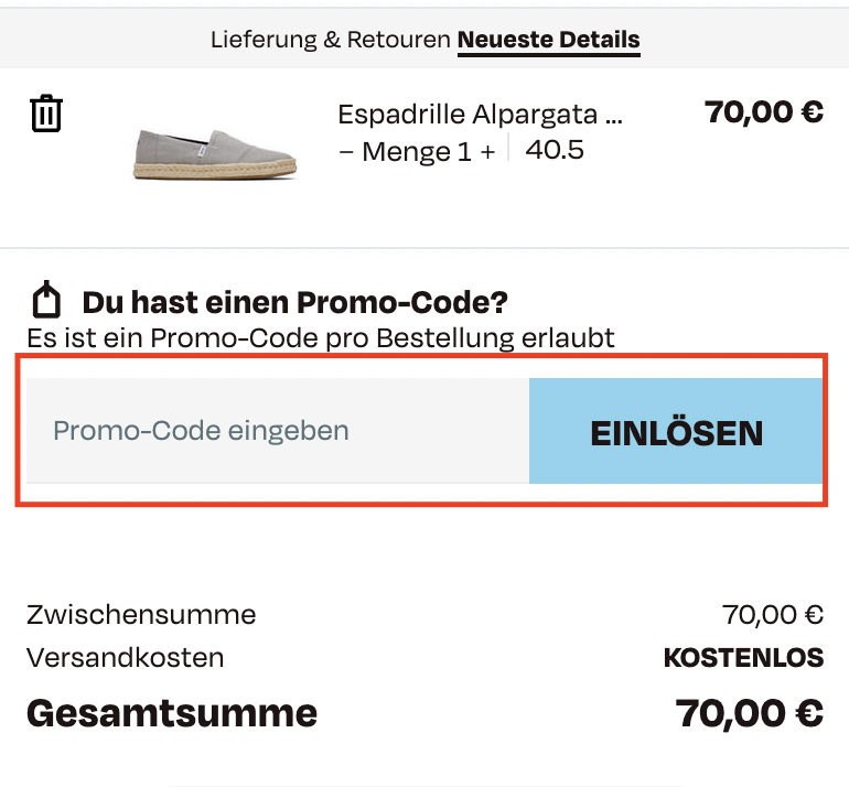 TOMS Rabattcode