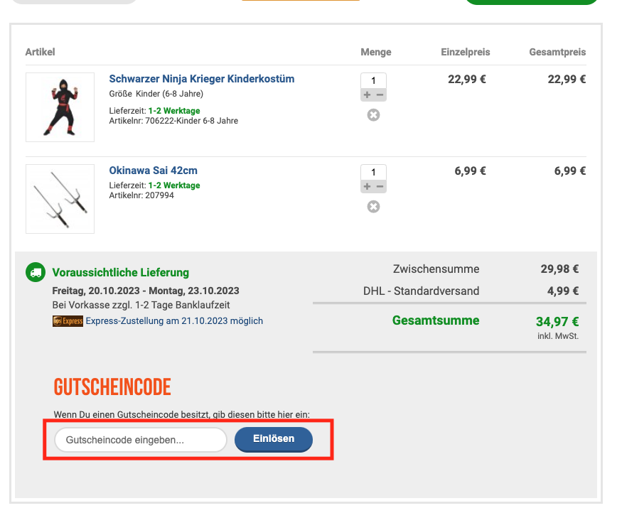 Kostüme Rabattcode