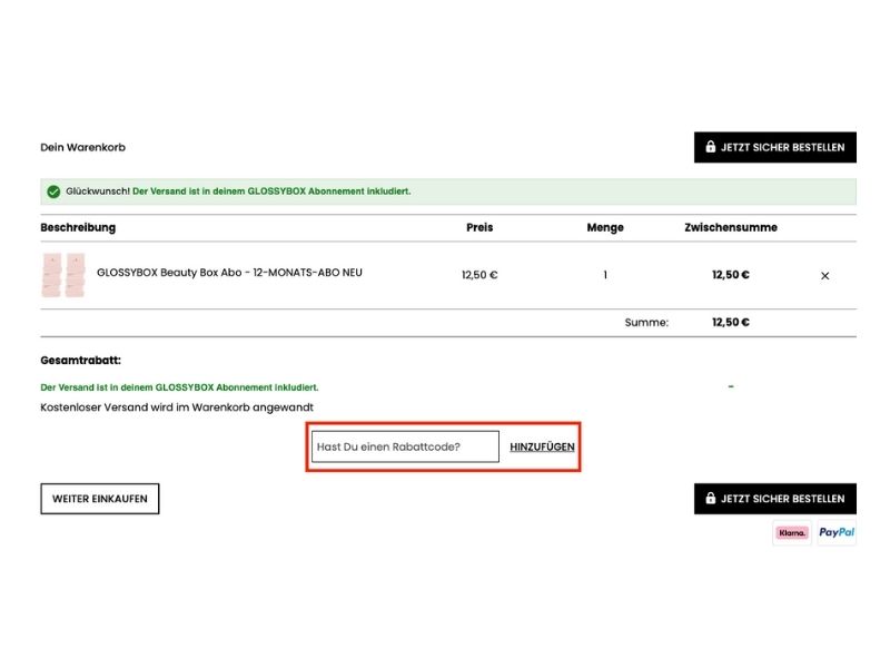 GLOSSYBOX Rabattcode